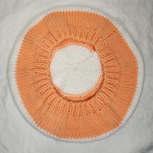 Handknit Striped Beret Hat - Picture 3 of 7